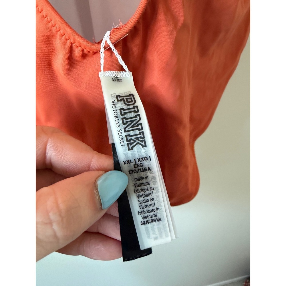 PINK Victoria's Secret Burnt Orange Tie Shoulder One Piece Swimsuit XXL NEW - Picture 5 of 7